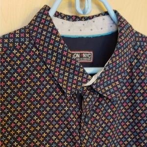 Patterned short sleeve button down